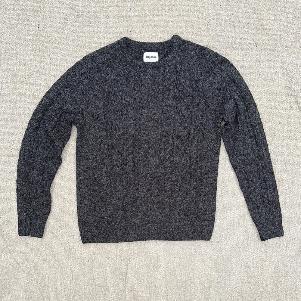 Rhythm Gray Cable Knit Crewneck Sweater (NWOT)
